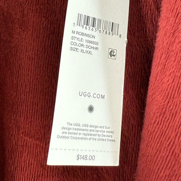 UGG Robinson robe in dark red size xl / xxl NWT - Picture 5 of 6